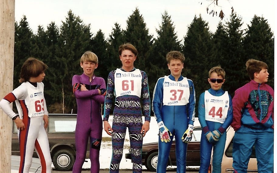 Lake Placid back in the day -- purple suit: future world champion Lowell Bailey, No. 61 Olympic gold medalist Billy Demong, No. 37 world medalist Tim Burke // Helen Demong
