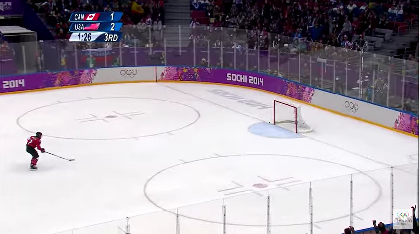 An inch of difference and perhaps this entire story, then and now, would be so very different // Olympic Channel screenshot from the Sochi 2014 women's hockey final