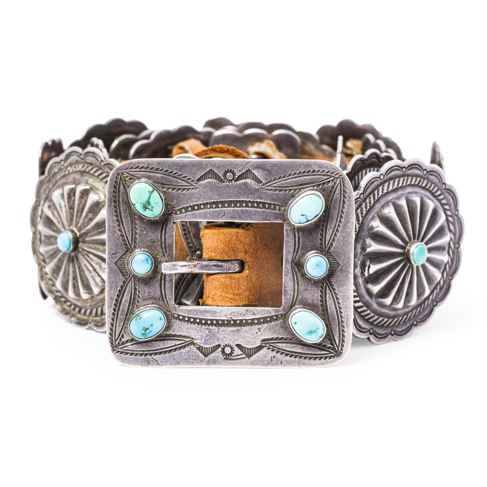 Vintage Native American Rectangle Conch Belt #7671 Accessoires Riemen & bretels Riemen 
