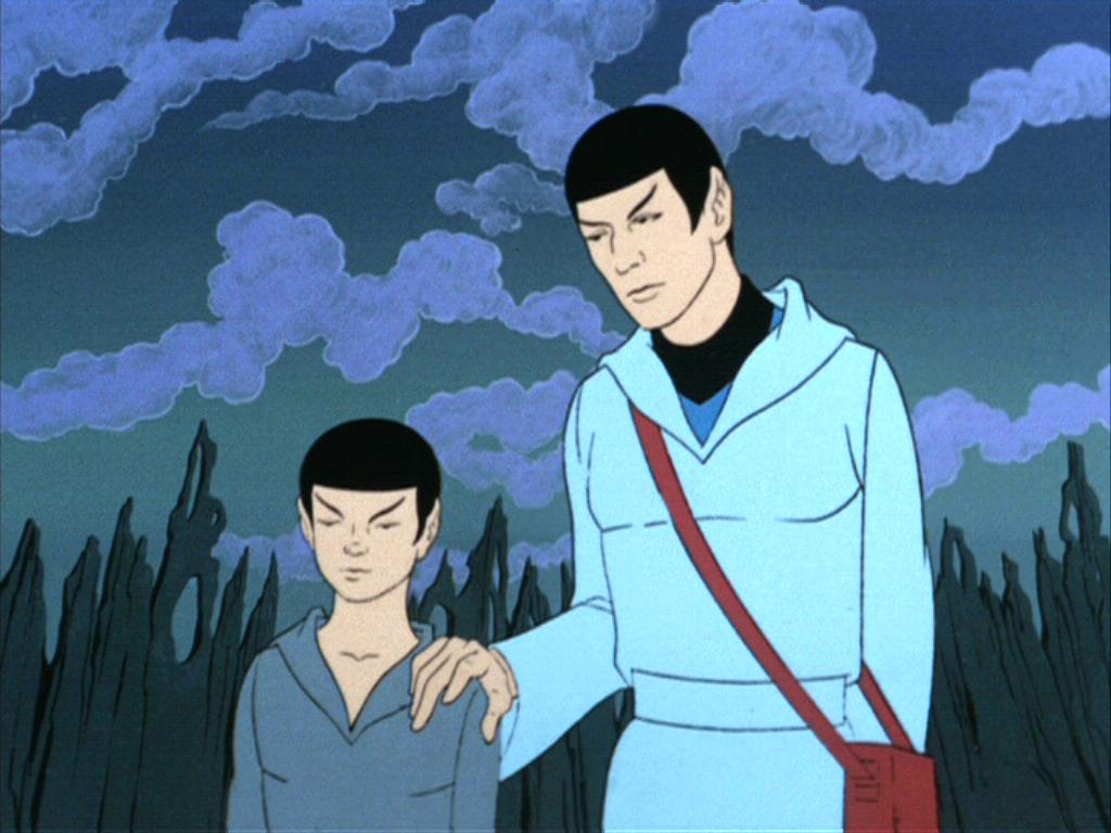 Spock with his younger self in "Yesteryear"