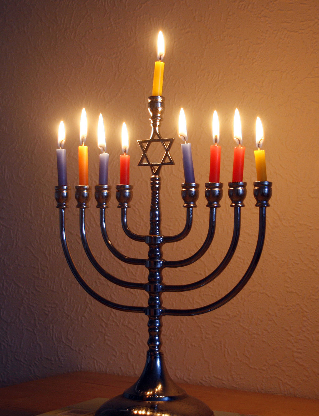 Menorah, a candle holder with nine Branches.