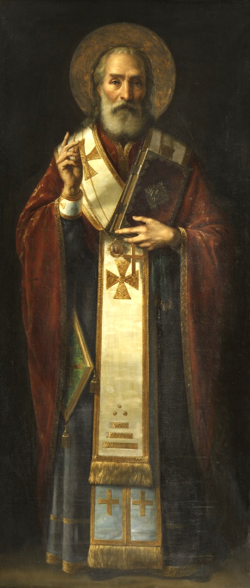 a full-length icon of Saint Nicholas.