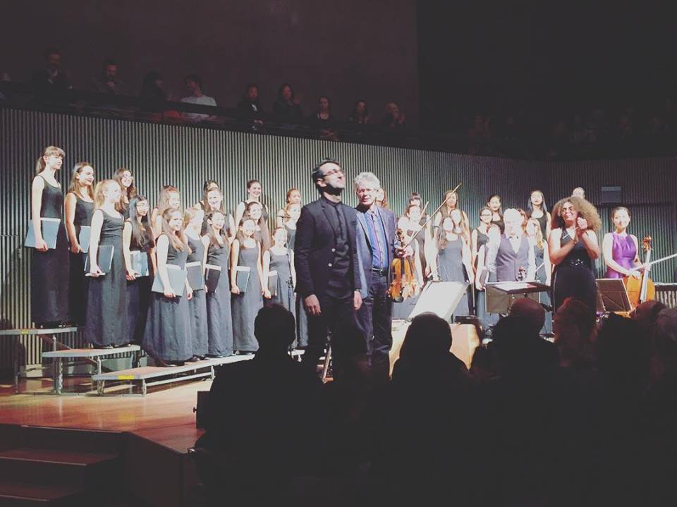 Standing ovation following the West Coast Premiere of composer Sahba Aminikia's work Sound, Only Sound Remains performed by the Kronos Quartet and the San Francisco Girls Chorus, conducted by SFGC's Valérie Sainte-Agathe.