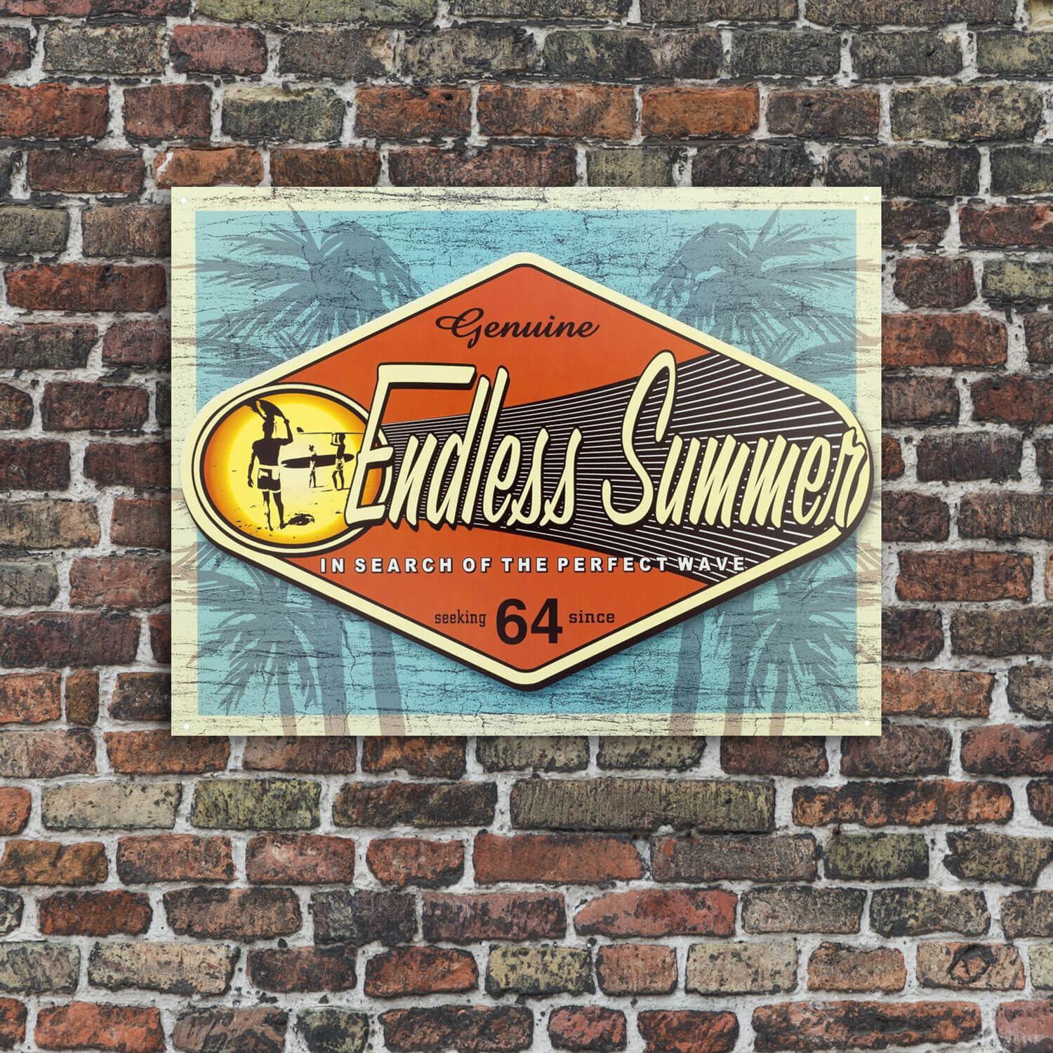 The Endless Summer Surfing Vintage Rustic Retro Tin Metal Sign 13 x 16in 