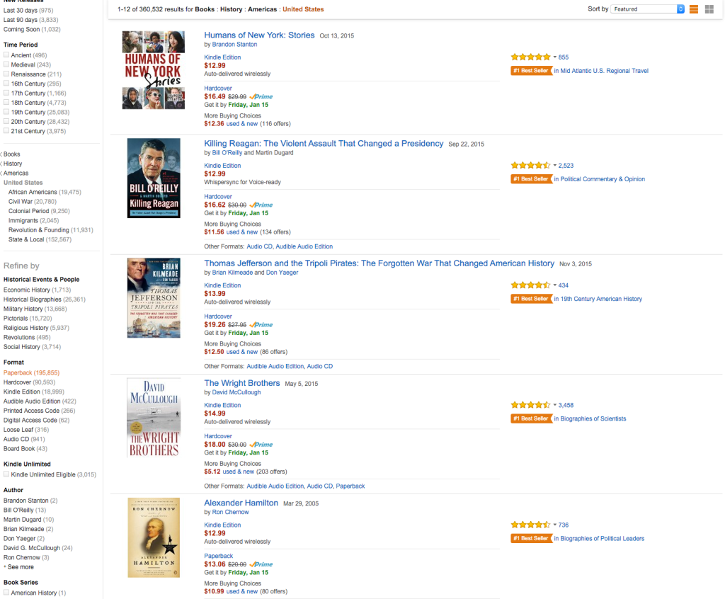 Amazon Bestselling History Books Jan 2016