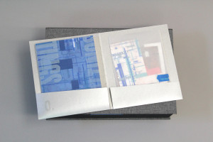one of the artist books with remains from "cutting" process