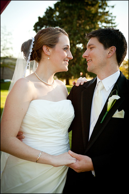 Wedding portrait of beautiful married couple at Muhlenberg College