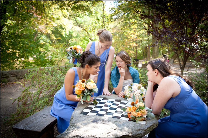 Bridal party plays chess game in Valley Green