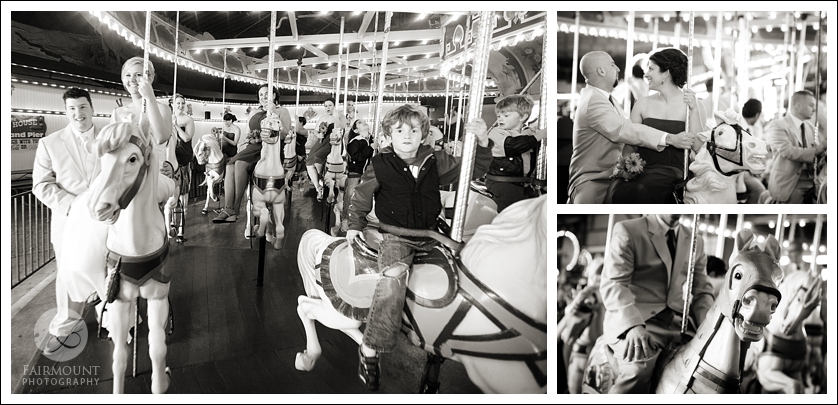 Bridal party rides the carousel