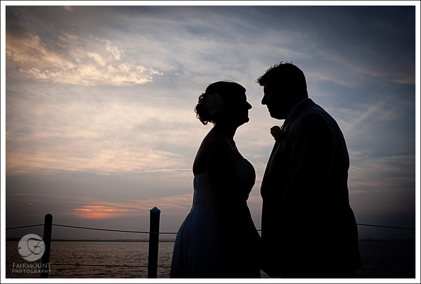 Bride and Groom silhouette on Ocean City Bay