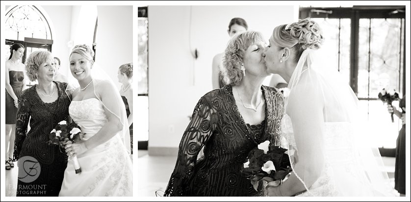 Bride gets a kiss from her mother