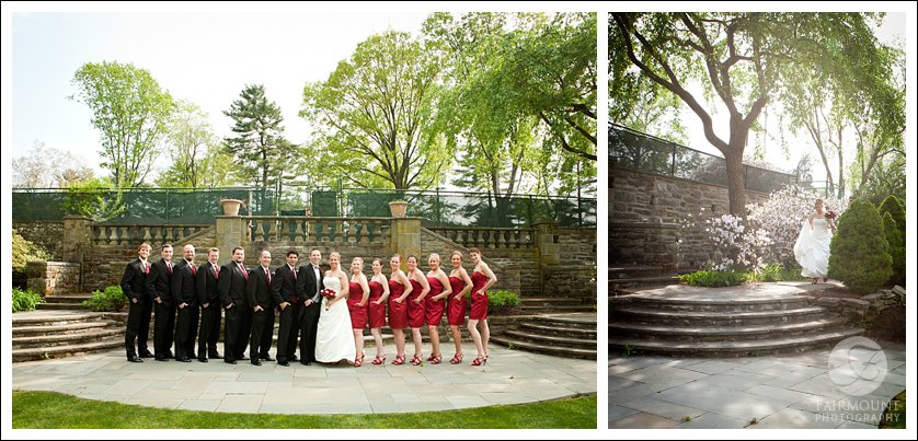 Formal bridal party portrait at Meadowlands Country Club in Blue Bell, PA