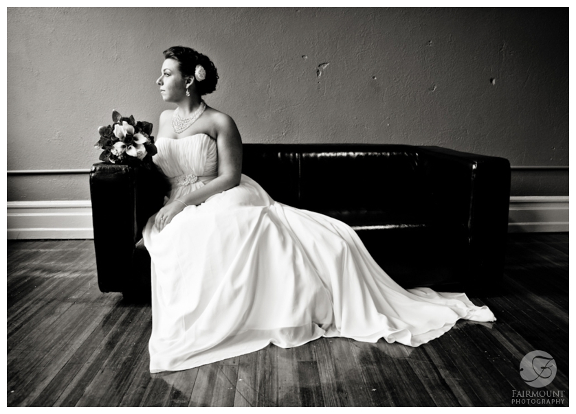 elegant bridal portrait in black & white