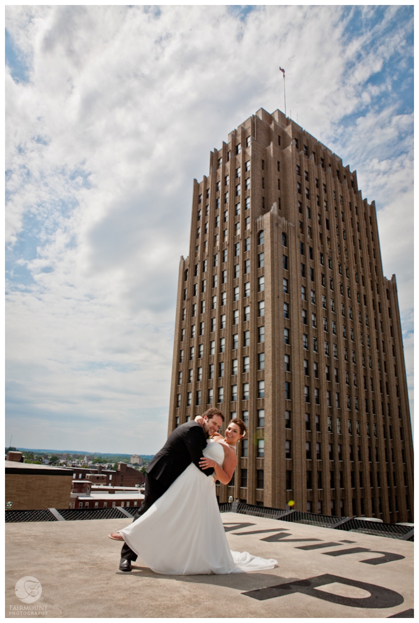Bride & Groom in front of PPL building in Allentown, PA