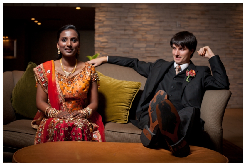 Couple relaxes after Indian wedding ceremony in New Jersey