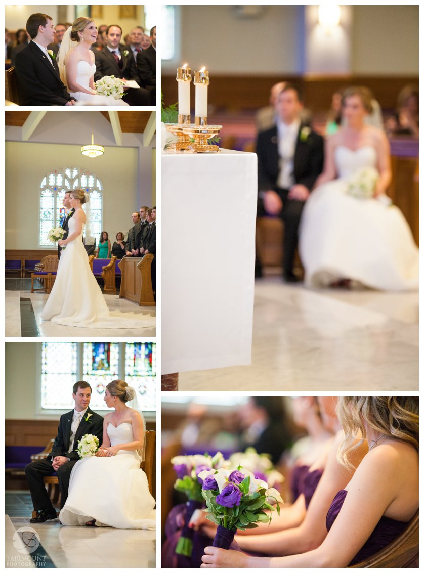 bride & groom during Catholic wedding ceremony at church near Philadelphia