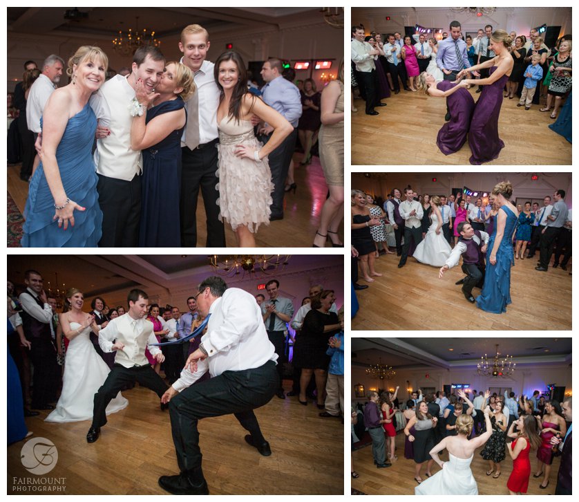 guests dance to wedding band during a reception at The Desmond in Malvern