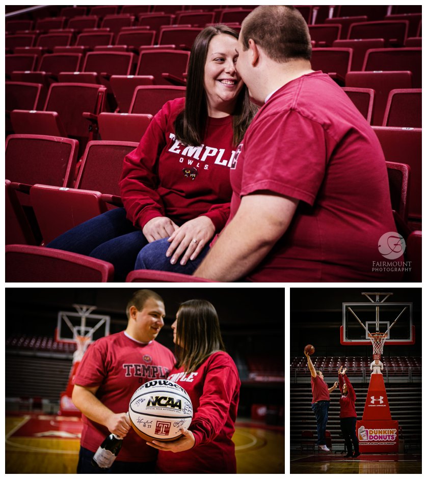 engagement portraits in basketball area in Philly
