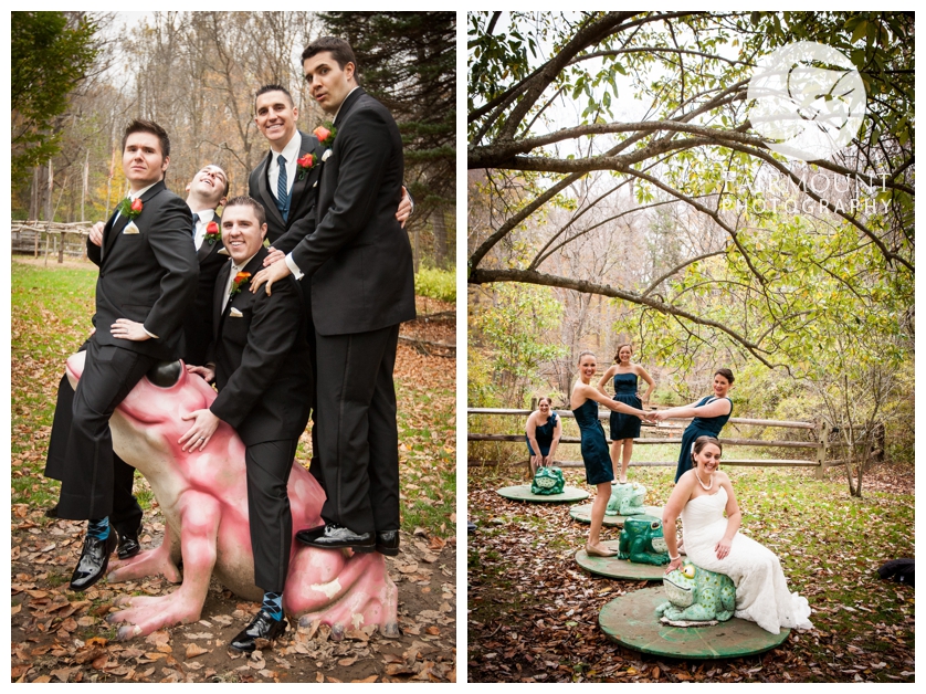Bridesmaids and Groomsmen have fun during portraits