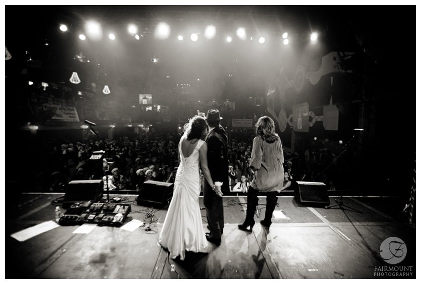Bride & Groom are announced onto stage at the Electric Factory at the Running of the Santas concert