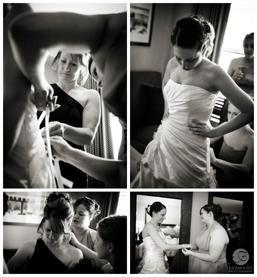Bride get's dressed at Bear Creek in Macungie, PA