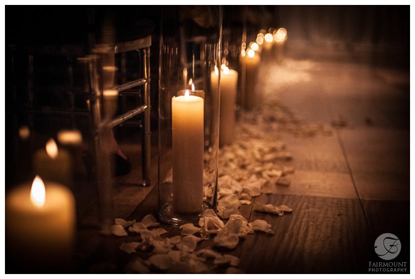 candlelit walkway for wedding ceremony at Tendenza