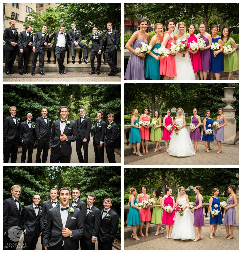 bridal party portraits in Rittenhouse Square