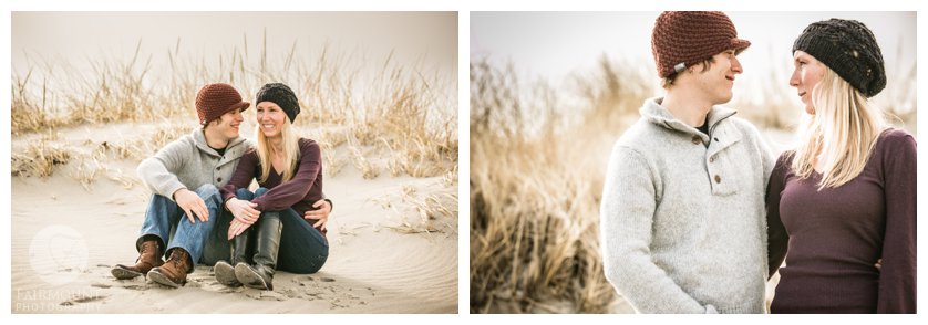 Engagement Photo on the sand dunes at a Plymouth beach near Boston, MA