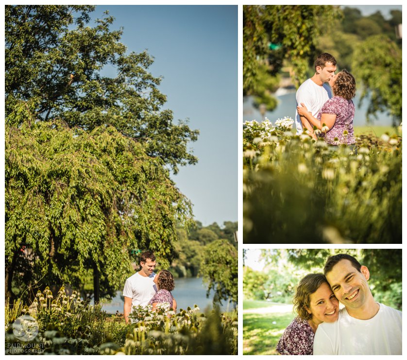 Engagement photos at the Azalea garden in Fairmount Park philadelphia