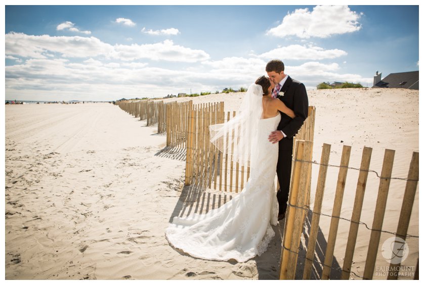 bride & groom portraits by the dunes in Stone Harbor
