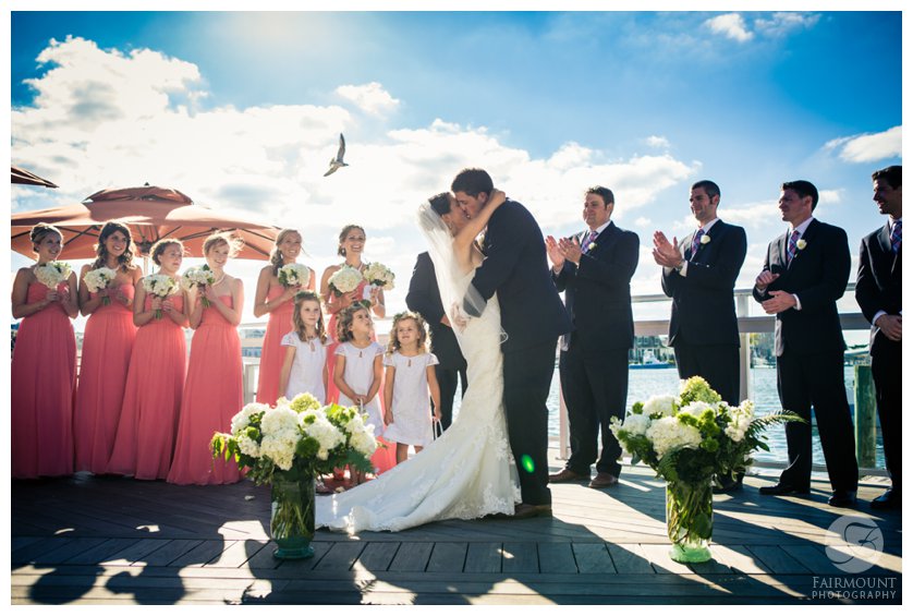 perfect moment at beach wedding at boutique hotel in Stone Harbor