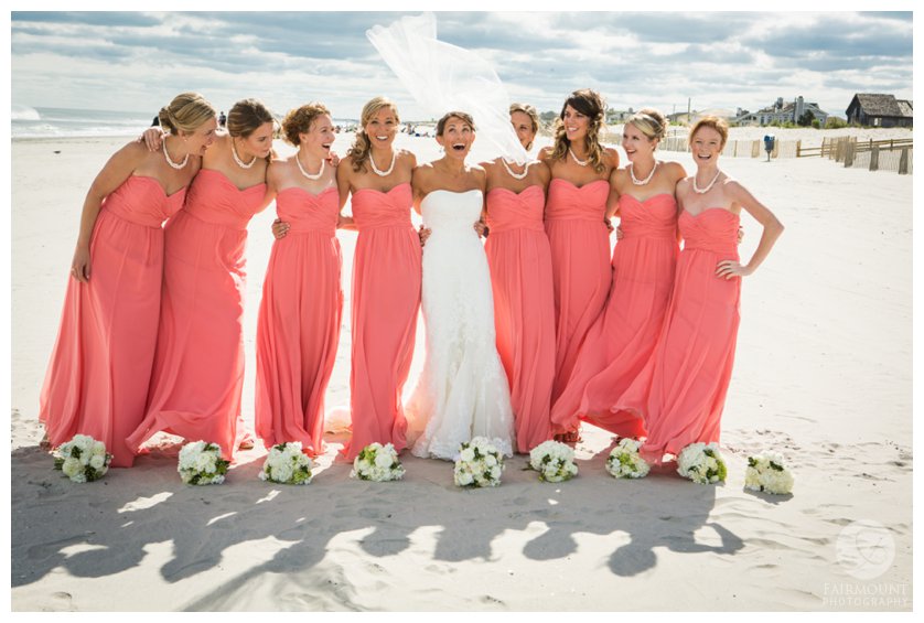 bridesmaids on the beach at September wedding