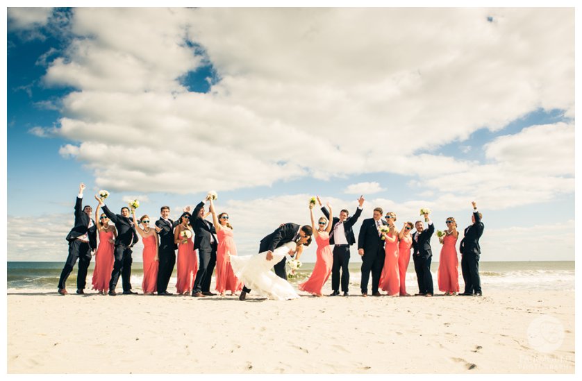 bridal party portrait on the beach