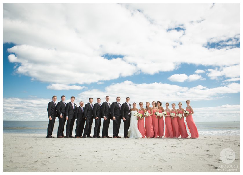 bridal party by the ocean in Stone Harbor
