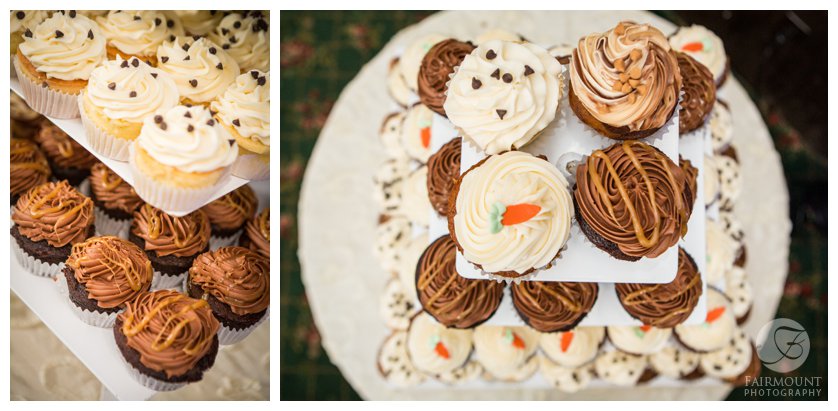 cupcake wedding cake with four different flavors