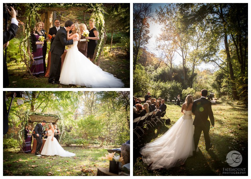 outdoor ceremony at the Old Mill in Rose Valley in October