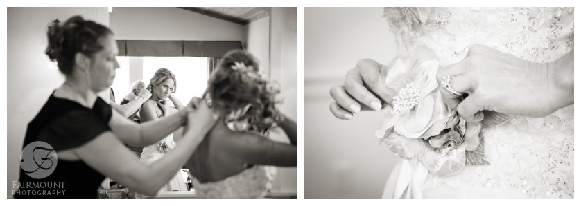 black and white bride getting ready photos