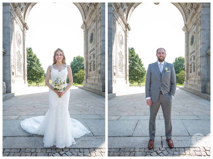 Columbia Station Wedding Bride and Groom Portraits at Valley Forge Park National Memorial Arch