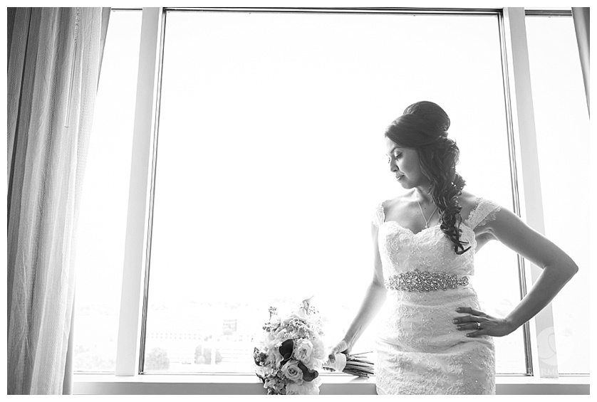 Bride by window Appleford Estate