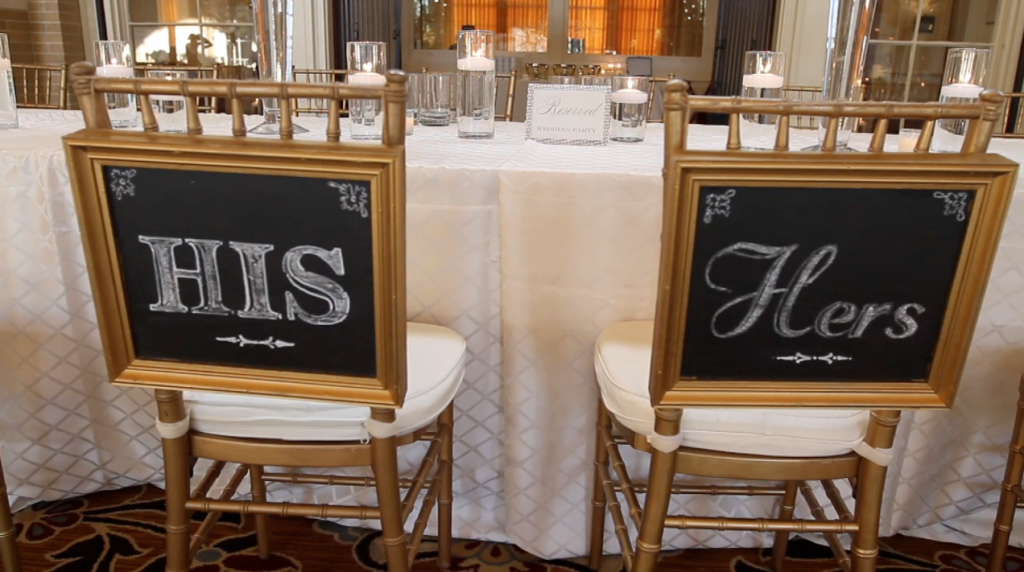 dfw events dallas union station wedding pic 21 chair sign his hers