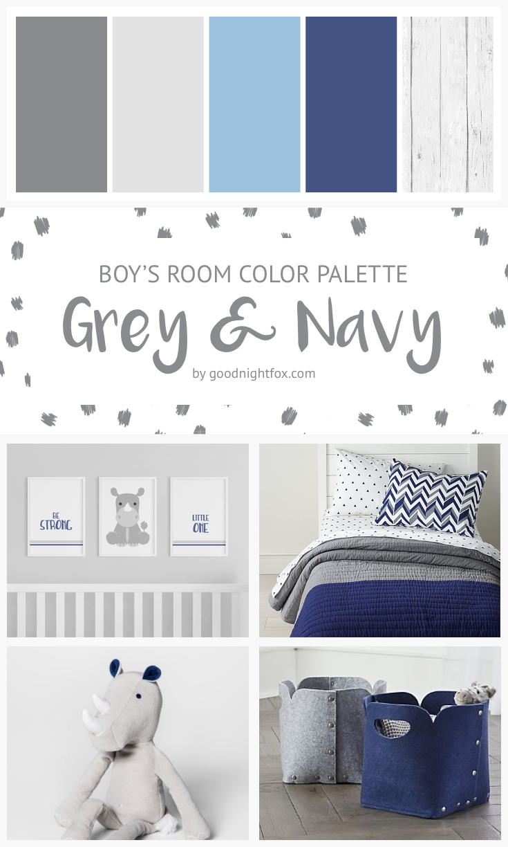 grey and navy boys bedroom