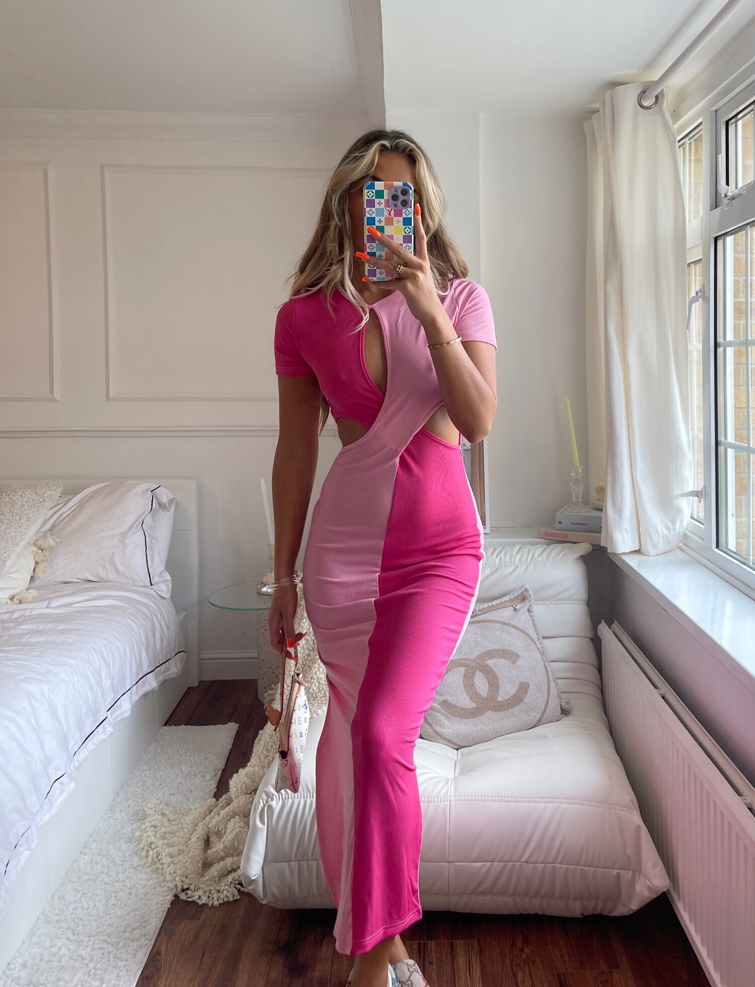 MILA pink cut out midi dress — Azelle Collection