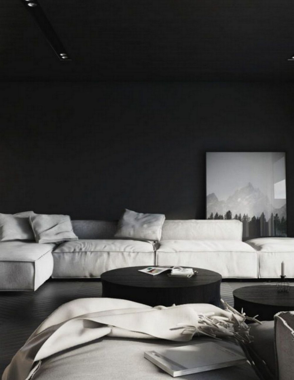 BLACK + WHITE LIVING ROOM