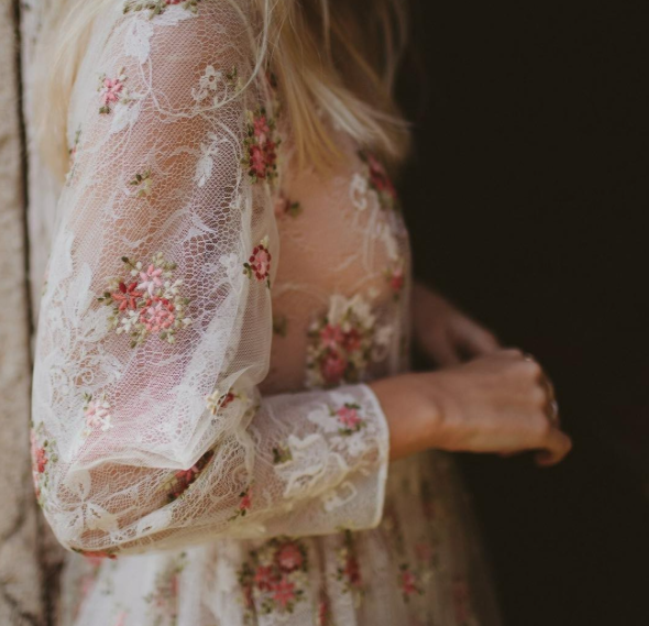 Lace + flower dress