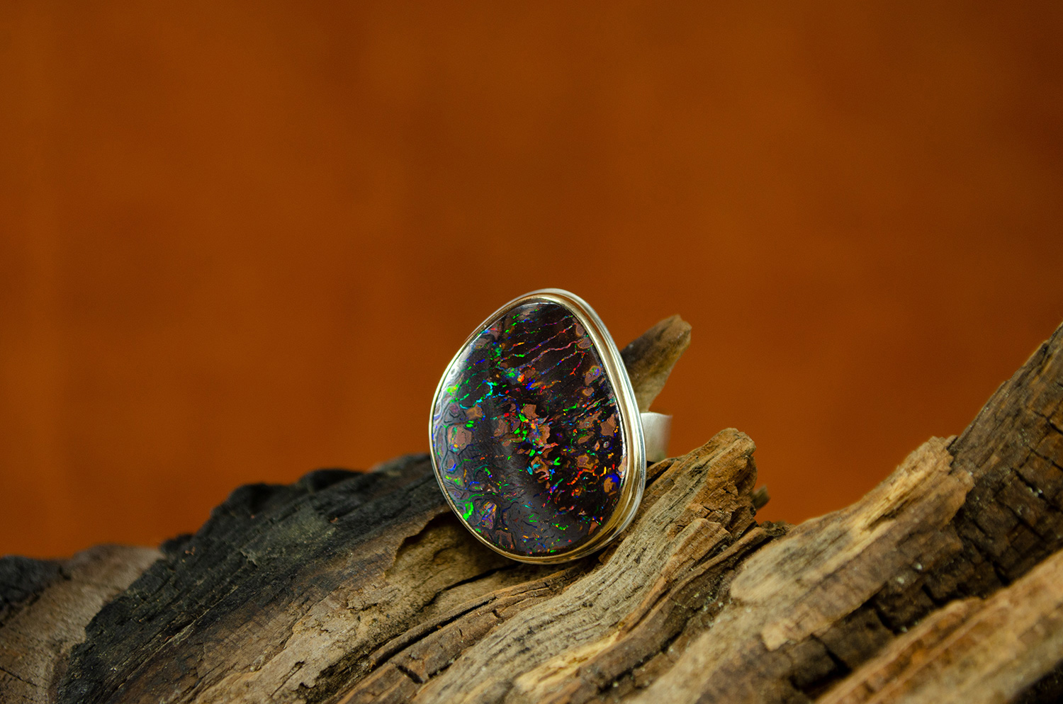 Boulder Opal Ring Koroit Boulder Opal
