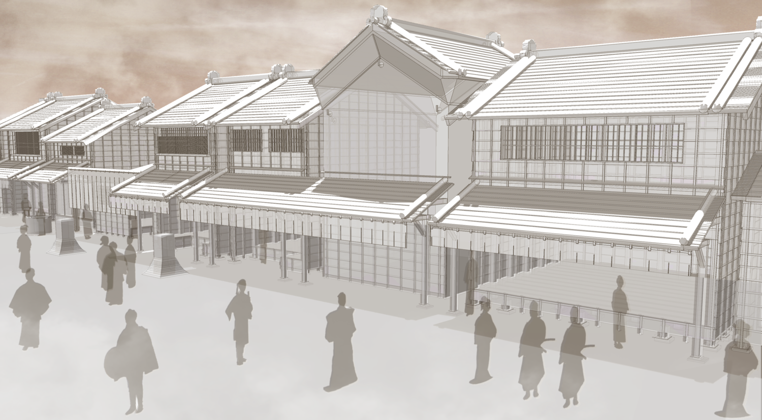 A digital reconstruction of the historical street life in Edo