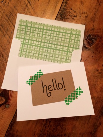 52 Weeks of Mail: Week 3 Care Package 3 Hello Card Green Washi Tape