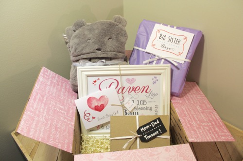 52 Weeks of Mail: Week 40 | New Baby Family Package 1 Baby Girl Birth Stats Wall Art and family gift package