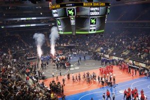 Mike Rudin/Hofstra Chronicle Teams introduced at Madison Square Garden during the pregame ceremonies of the Grapple at the Garden torunament. 