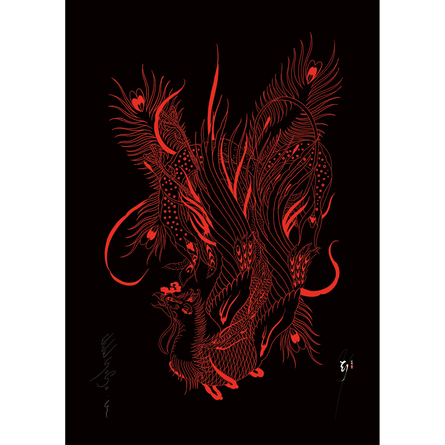 Black & Red Phoenix Tattoo Print — Yoso Tattoo - Japanese Tattoo - 刺青 宮崎市